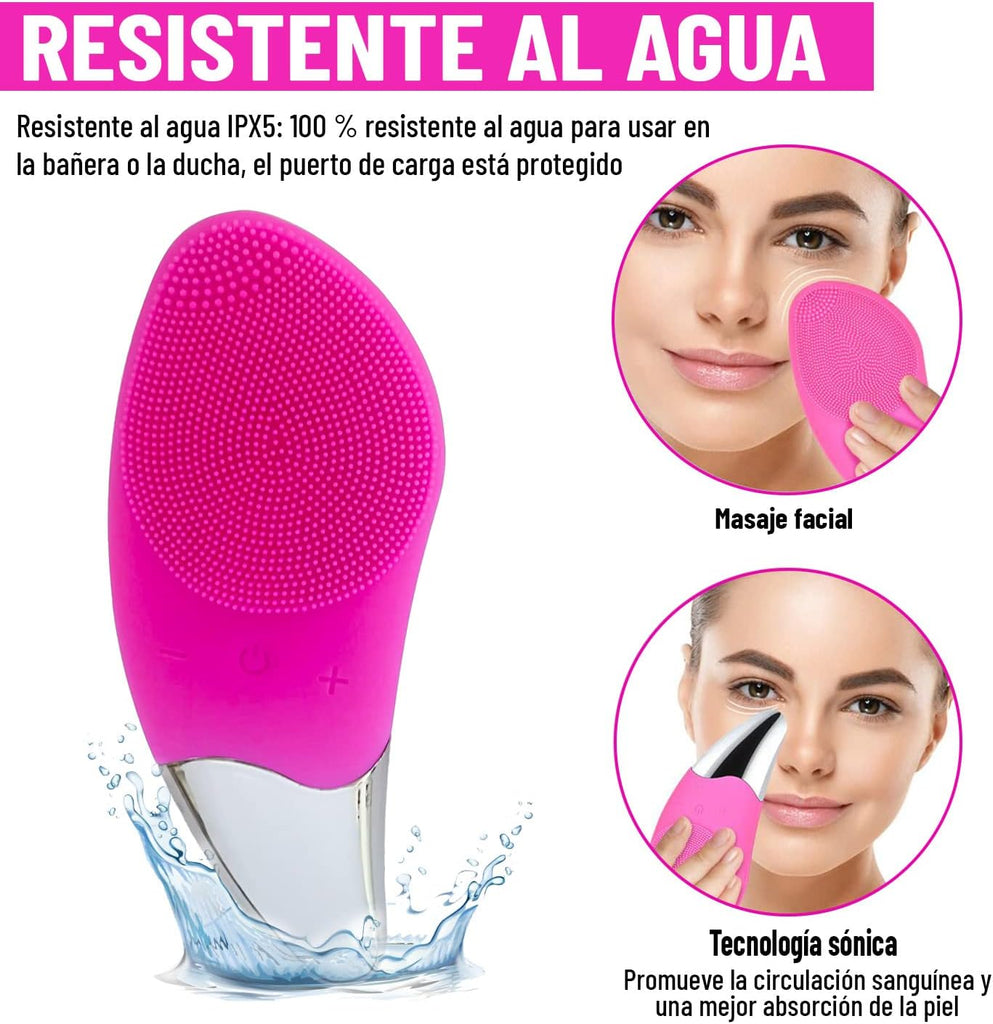 Cepillo Limpiador Facial Eléctrico - Masajeador Exfoliante de Silicona Recargable para Belleza y Cuidado de la Piel