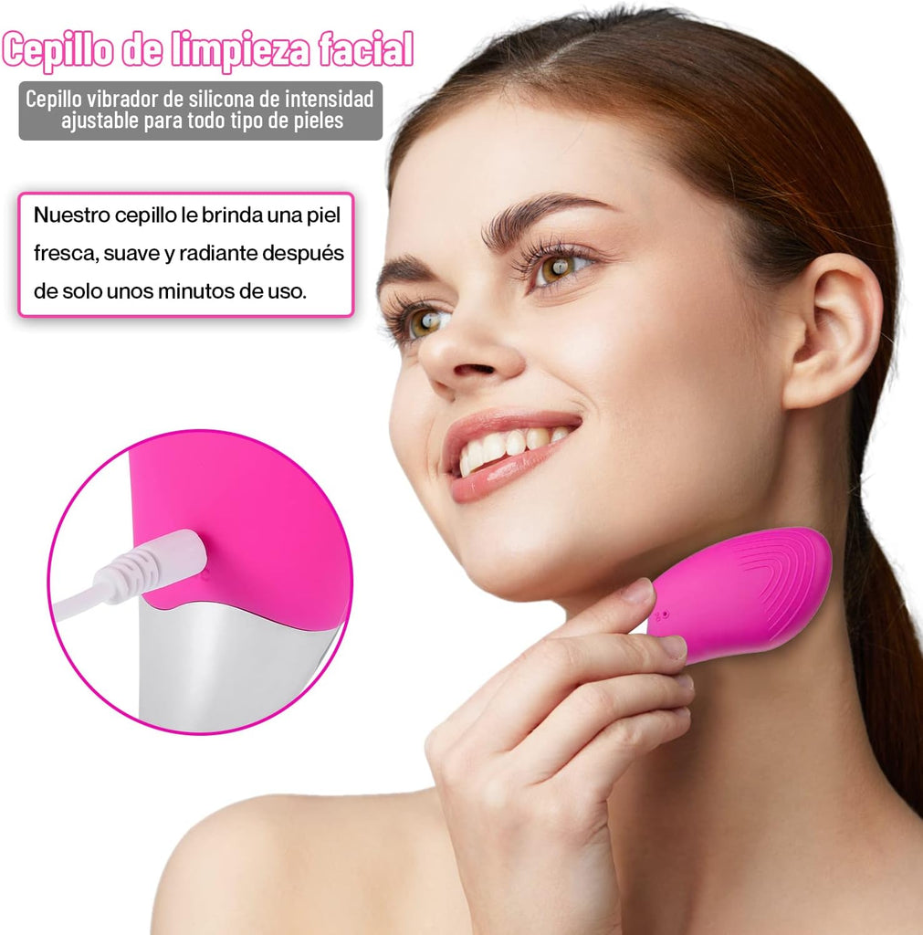 Cepillo Limpiador Facial Eléctrico - Masajeador Exfoliante de Silicona Recargable para Belleza y Cuidado de la Piel