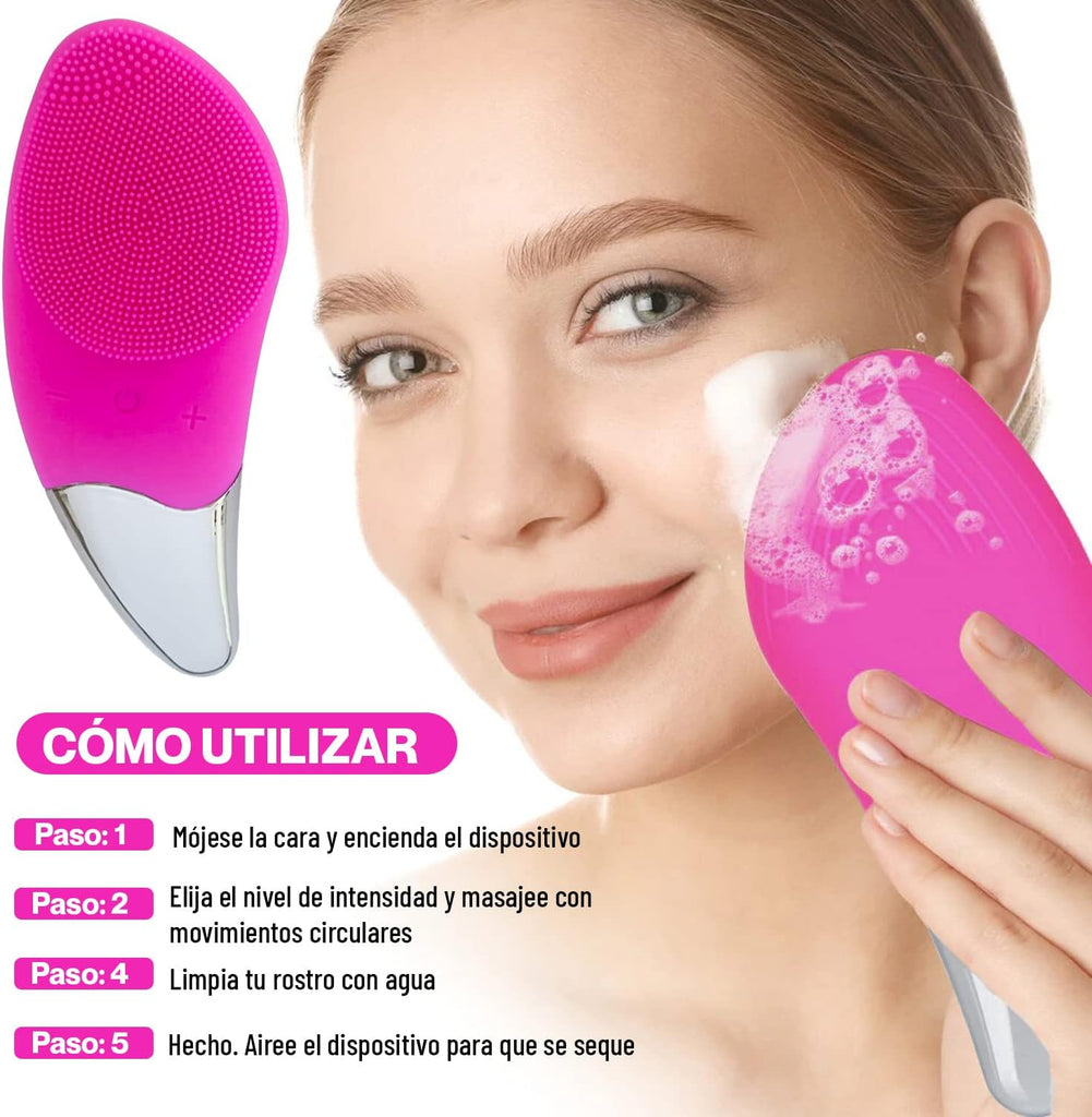 Cepillo Limpiador Facial Eléctrico - Masajeador Exfoliante de Silicona Recargable para Belleza y Cuidado de la Piel